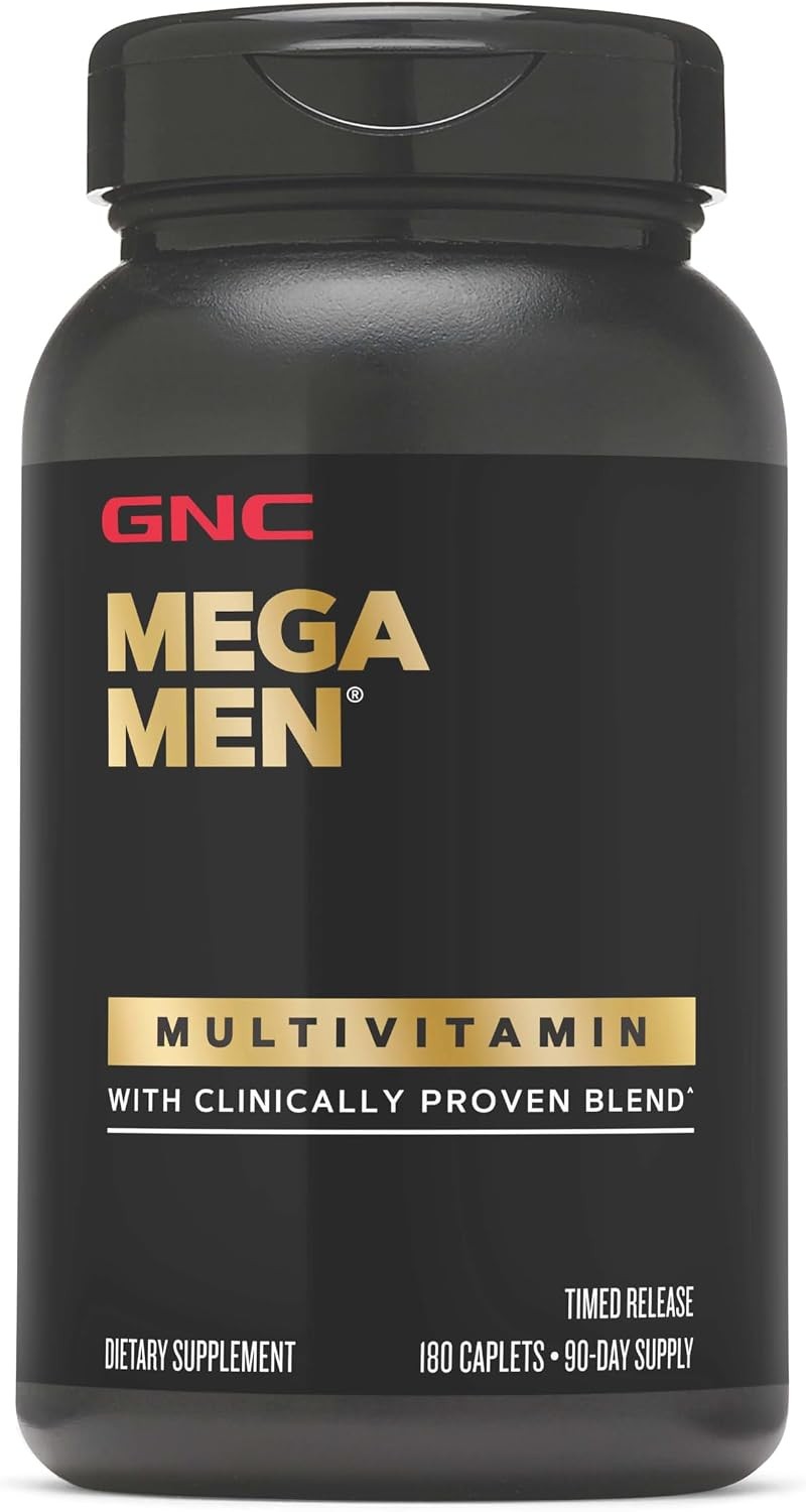 GNC 健安喜 Mega Men 男士复合维生素胶囊,临床证明感觉更好,免疫支持,能量支持,B族维生素,维生素 D-3,定时释放,180粒 | Delivers Timed Release Vitamins and Minerals to Support Immune Health, Energy Production, Brain, and Heart Function